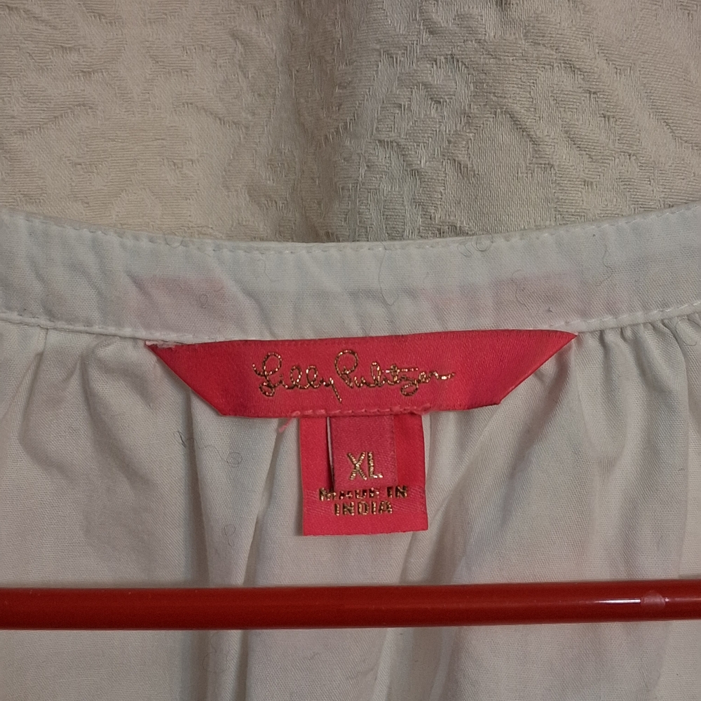 Lilly Pulitzer White Blouse with Blue Embroidery - Picture 4 of 6